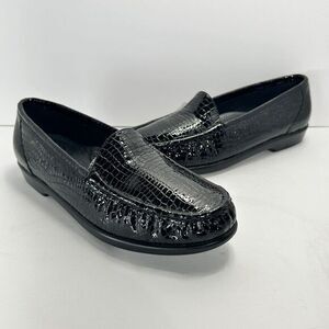 SAS Tripad Loafers Comfort Shoes Black Patent Leather Croc‎ Print Womens 9M